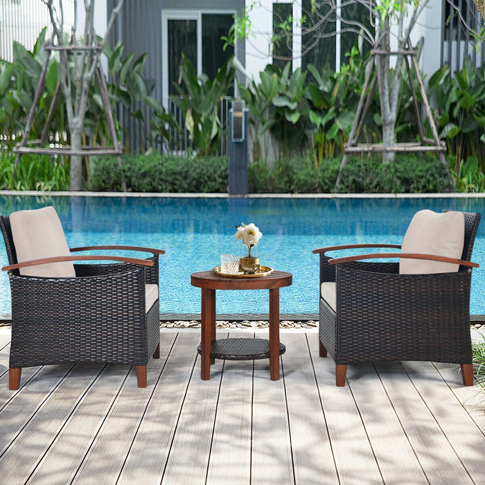 3-Piece Rattan Furniture Set with Removable Cushions abd Washable Covers-
