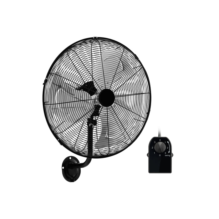 Heavy Duty 20 Inch Metal Wall Mount Fan - 3 Adjustable Speed Levels - Ideal for High Ventilation Requirement Areas