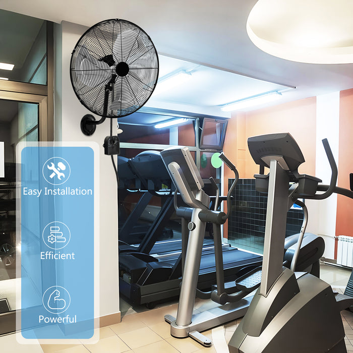 Heavy Duty 20 Inch Metal Wall Mount Fan - 3 Adjustable Speed Levels - Ideal for High Ventilation Requirement Areas