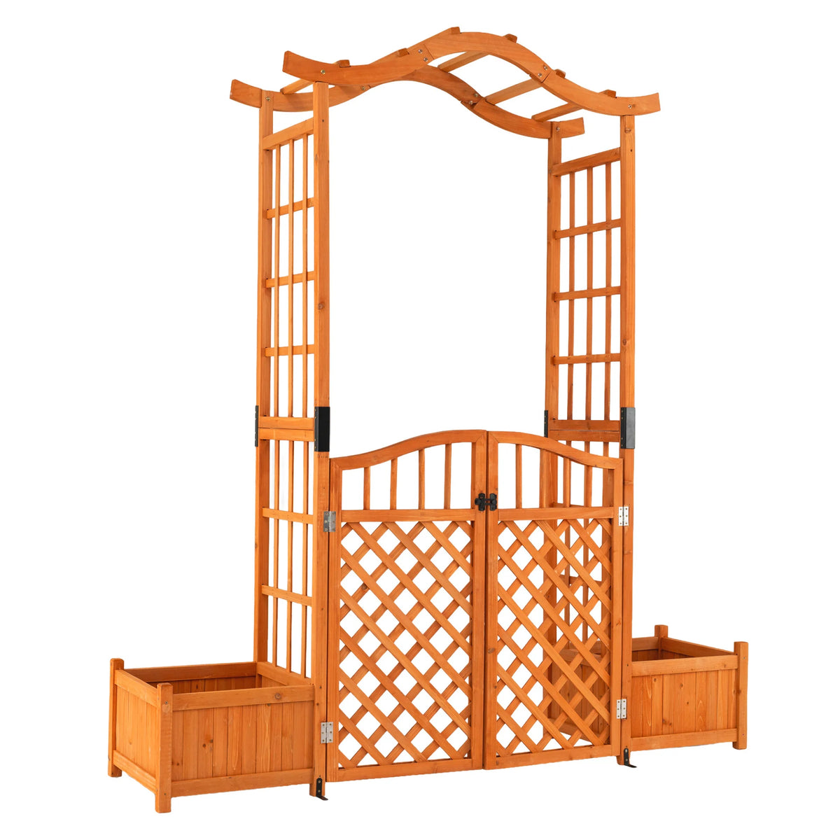 210 cm Garden Arbor with Gate for Climbing Plants Wedding-