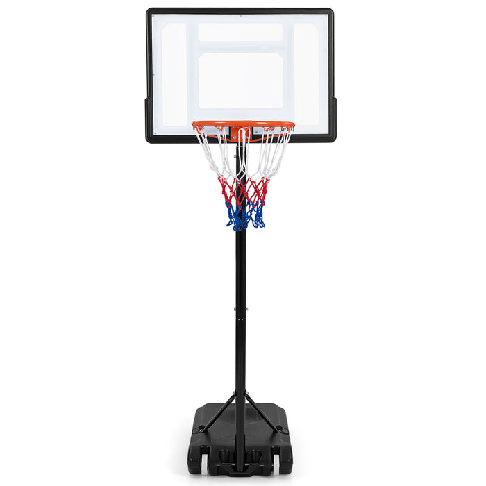 215-260 cm Rim Height Adjustable Basketball Hoop Outdoor with Clear PET Backboard and Wheels for Teens Youth