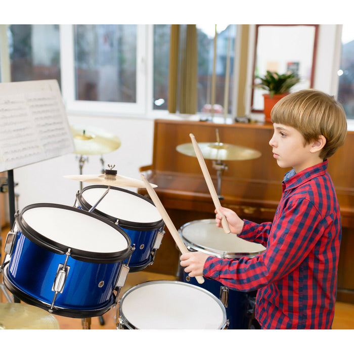 Drum Kit with Thick Drum Skin and Cushioned Stool for Kids-