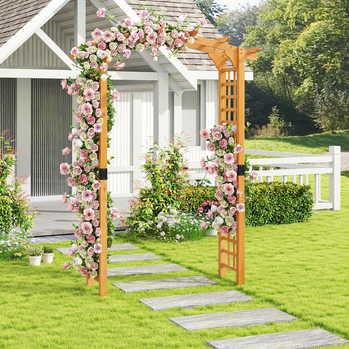 229 cm Garden Arch Wooden Arbor  for Climbing Plants-