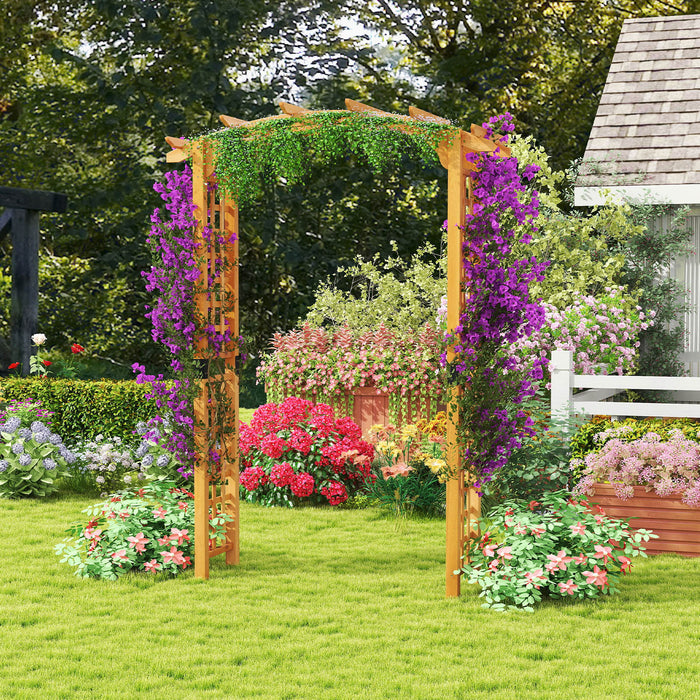 229 cm Garden Arch Wooden Arbor  for Climbing Plants-