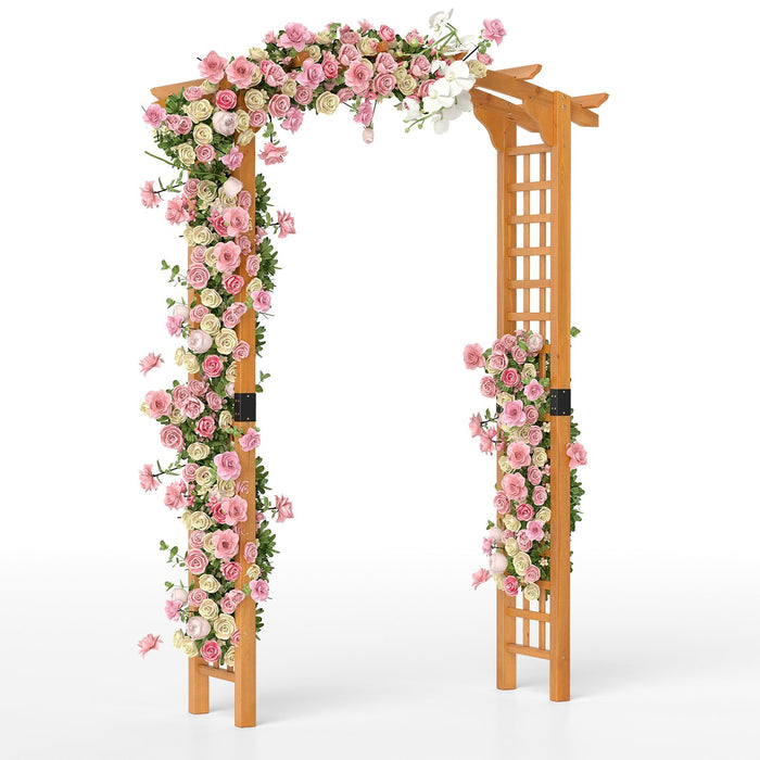 229 cm Garden Arch Wooden Arbor  for Climbing Plants-
