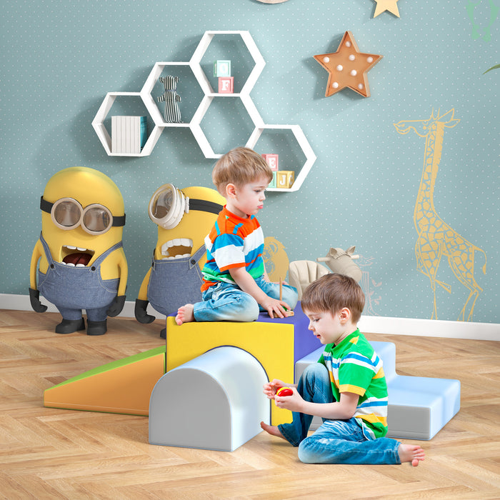 HOMCOM 4-piece Soft Play Set for Toddlers 1-3 Years, Blue
