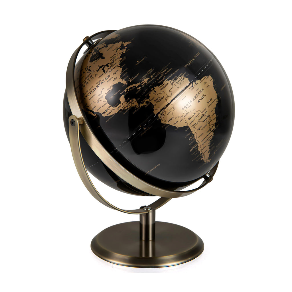 23CM Metallic Black World Globe with Metal Stand-
