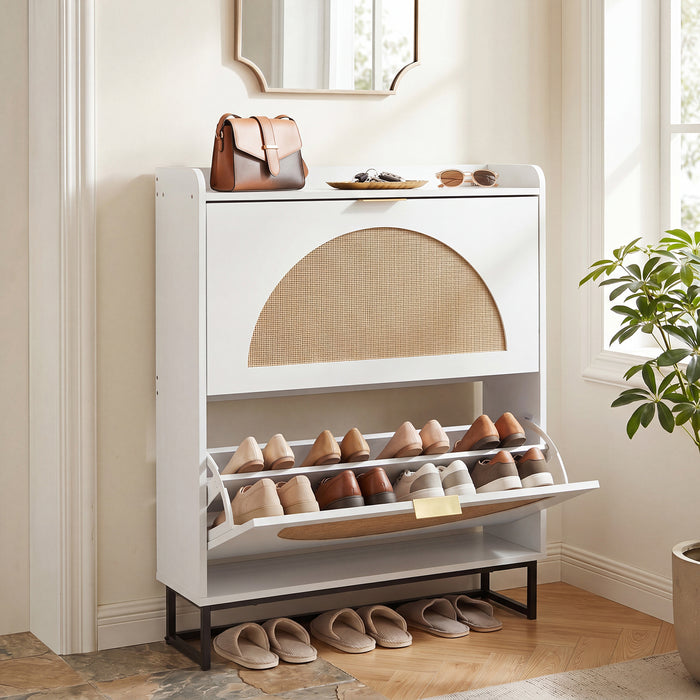 24 CM Narrow Shoe Storage Cabinet with 2 Flip Drawers-