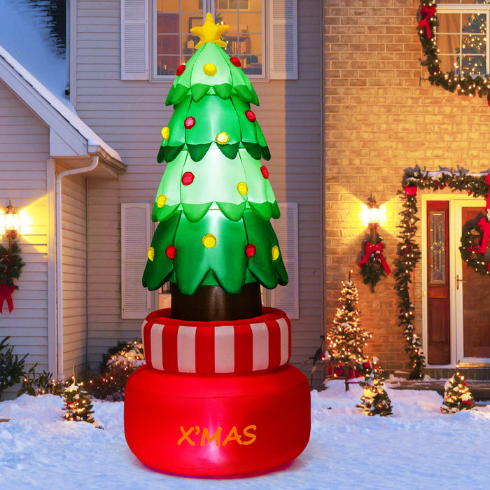 240 cm Christmas Inflatables LED Lighted Xmas Inflatable Rotating Tree