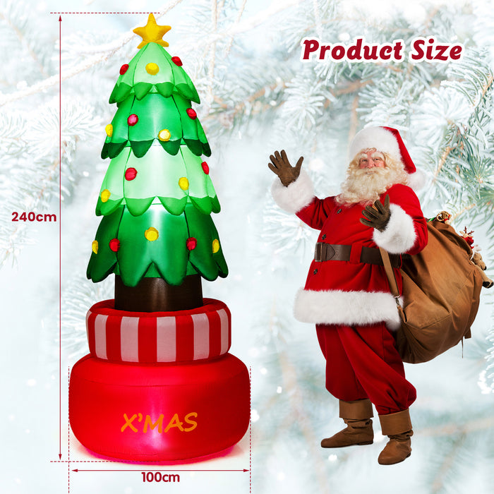 240 cm Christmas Inflatables LED Lighted Xmas Inflatable Rotating Tree