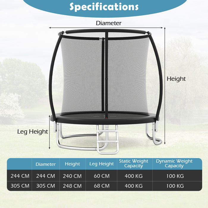 244 cm Outdoor Heavy-Duty Trampoline with Safety Enclosure Net-