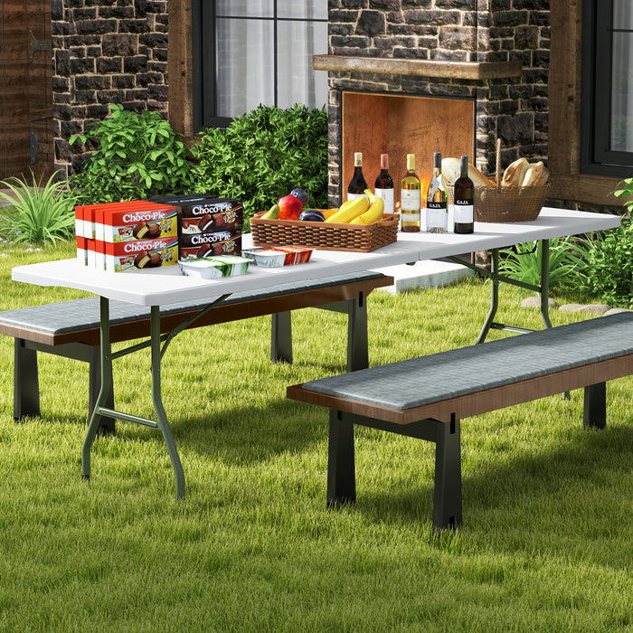 245 cm Portable Folding Table with HDPE Tabletop and Safe Lock Mechanism-