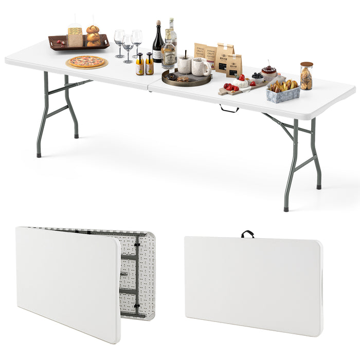 245 cm Portable Folding Table with HDPE Tabletop and Safe Lock Mechanism-