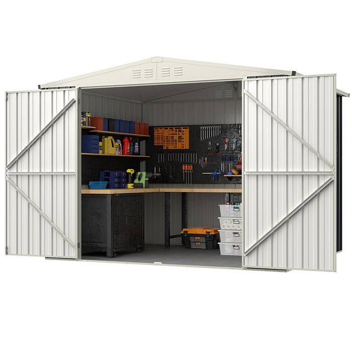 246 x 193 CM Metal Outdoor Storage Shed with Snap-on Structures-