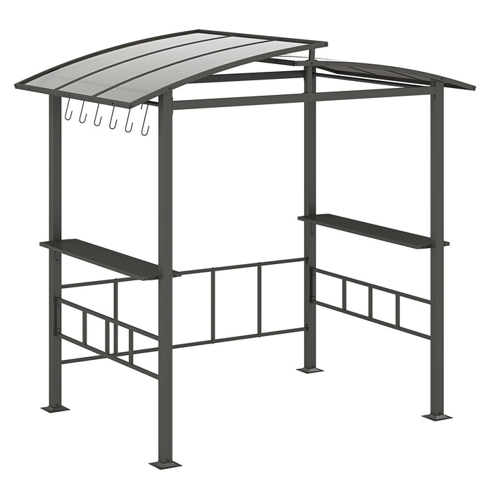 248 x 150 cm Hardtop Grill Gazebo with Vented Roof and Side Shelves-