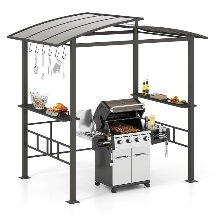 248 x 150 cm Hardtop Grill Gazebo with Vented Roof and Side Shelves-