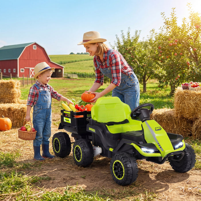 24V Kids Electric Vehicle with Parent Remote and Detachable Trailer for Boys Girls Aged 3+-