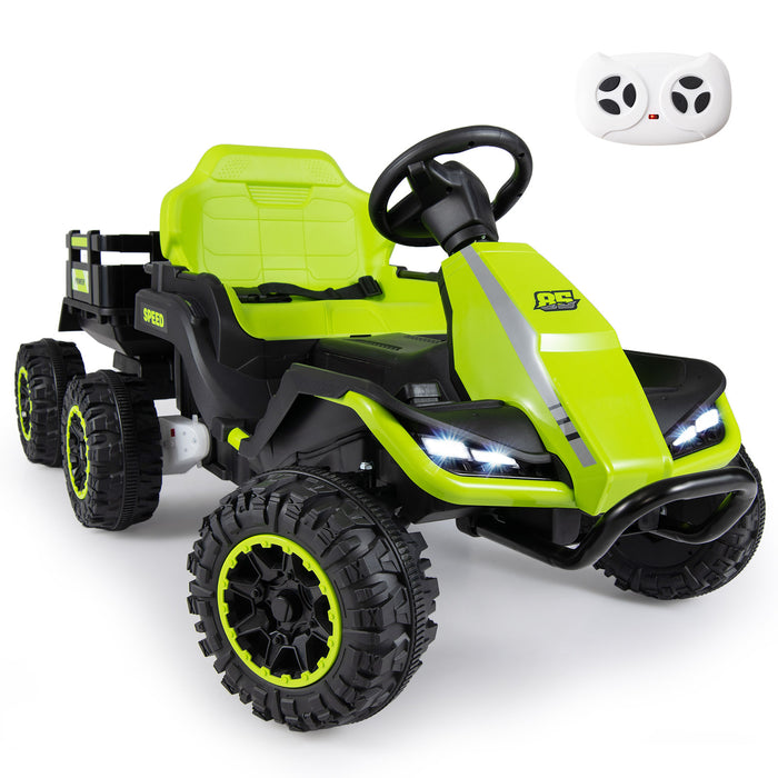 24V Kids Electric Vehicle with Parent Remote and Detachable Trailer for Boys Girls Aged 3+-