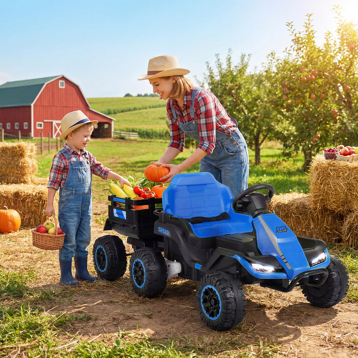 24V Kids Electric Vehicle with Parent Remote and Detachable Trailer for Boys Girls Aged 3+-