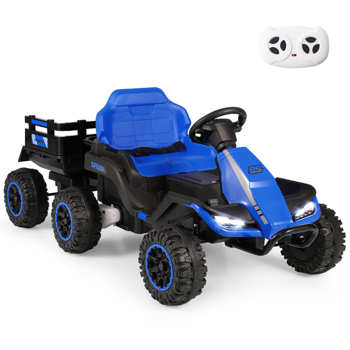 24V Kids Electric Vehicle with Parent Remote and Detachable Trailer for Boys Girls Aged 3+-