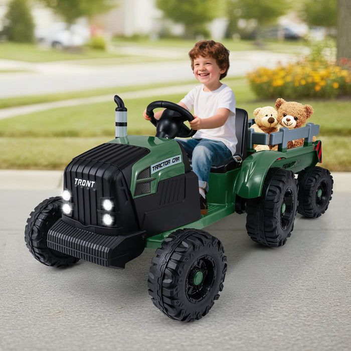 24V Ride On Tractor with Detachable Trailer for Kids-