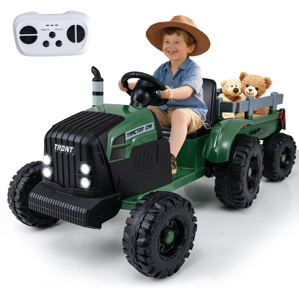 24V Ride On Tractor with Detachable Trailer for Kids-