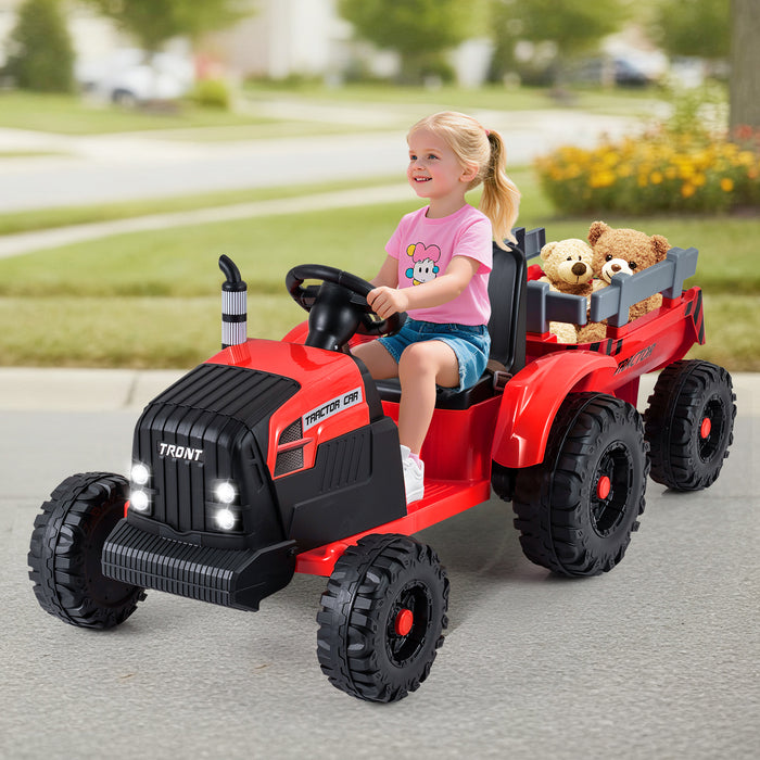 24V Ride On Tractor with Detachable Trailer for Kids-