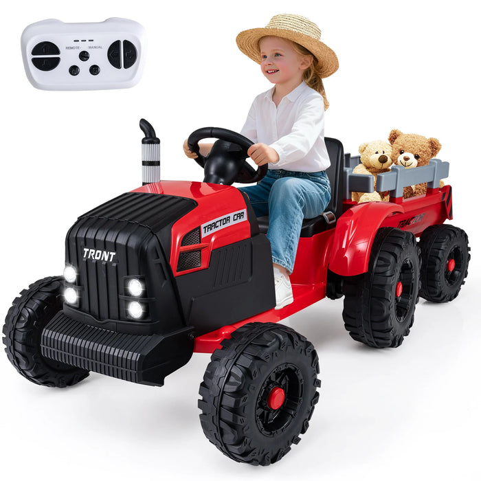 24V Ride On Tractor with Detachable Trailer for Kids-