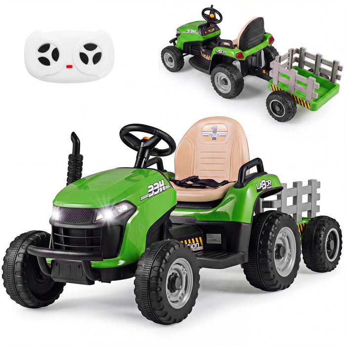 24V Ride on Tractor with Tiltable and Detachable Trailer Battery Powered Electric Tractor-