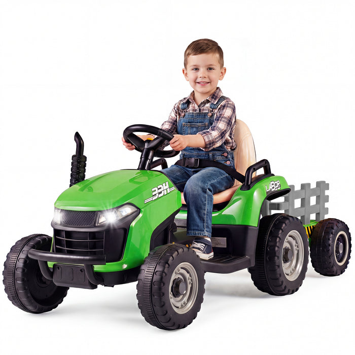 24V Ride on Tractor with Tiltable and Detachable Trailer Battery Powered Electric Tractor-