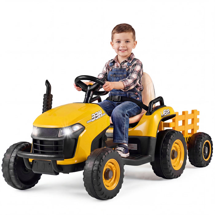 24V Ride on Tractor with Tiltable and Detachable Trailer Battery Powered Electric Tractor-