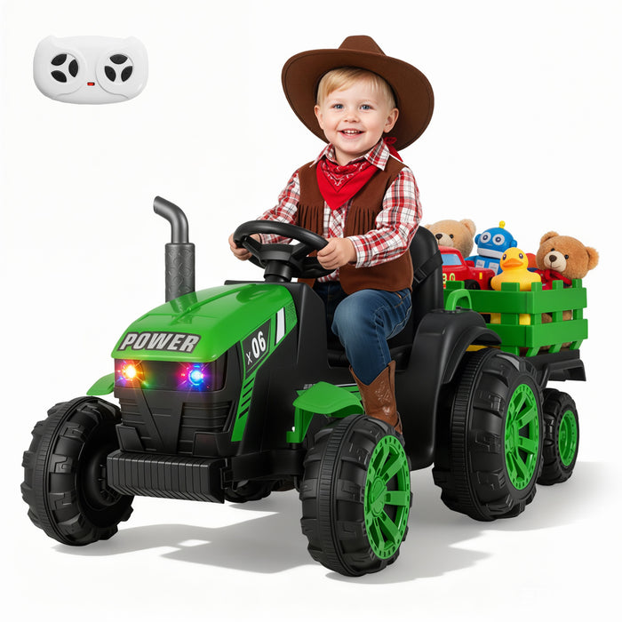 24V Ride On Tractor with RGB LED Headlights and Parent Remote Control-Pink