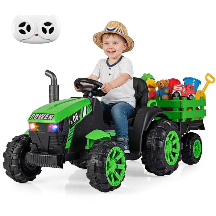 24V Ride On Tractor with RGB LED Headlights and Parent Remote Control-Pink
