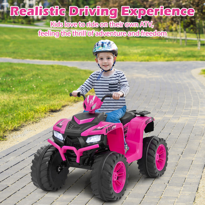 4-Wheeler Ride-On Toys with LED Lights and Wireless Connection-Red
