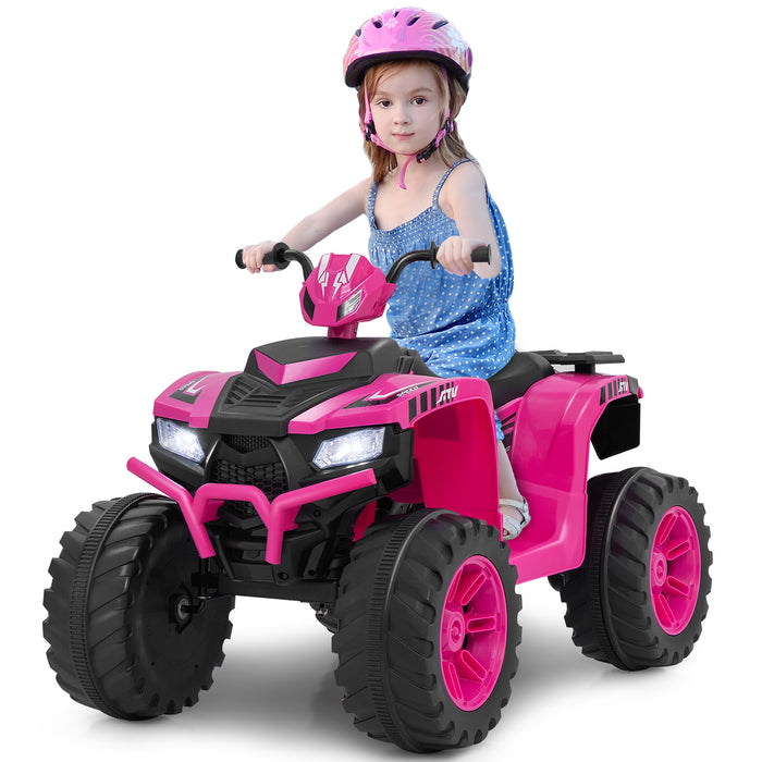 4-Wheeler Ride-On Toys with LED Lights and Wireless Connection-Red