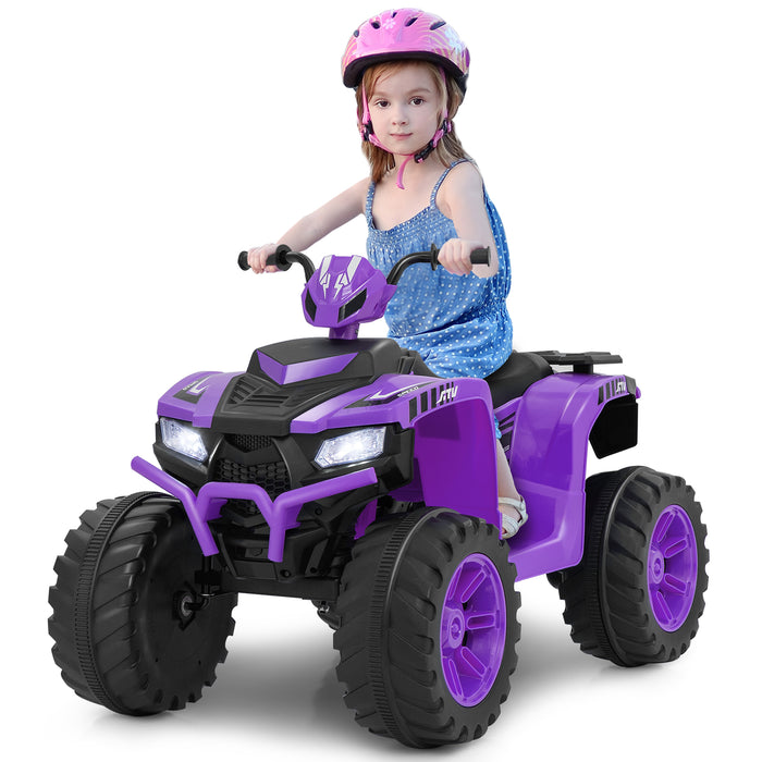 4-Wheeler Ride-On Toys with LED Lights and Wireless Connection-Red