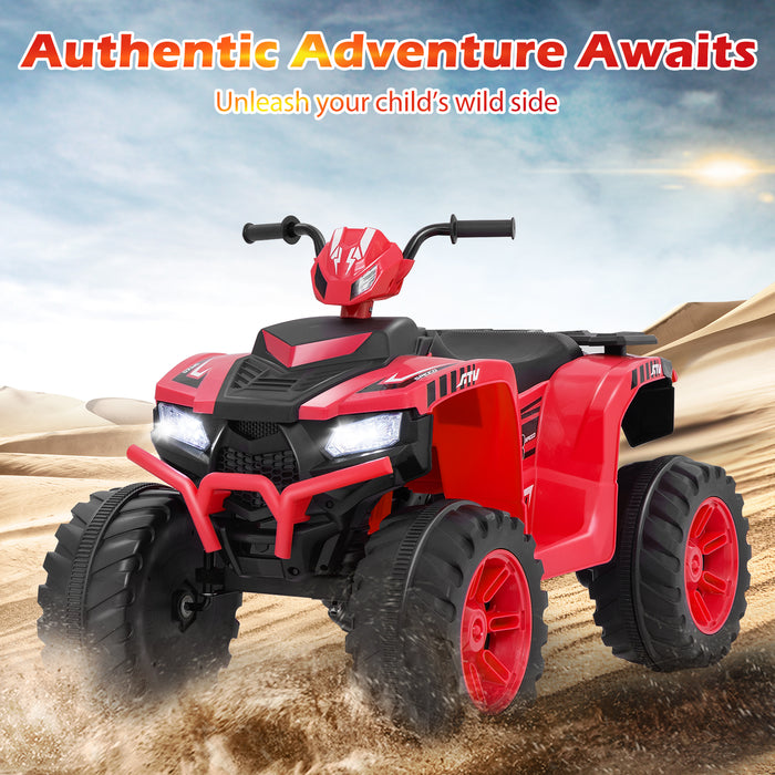 4-Wheeler Ride-On Toys with LED Lights and Wireless Connection-Red