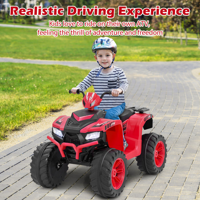 4-Wheeler Ride-On Toys with LED Lights and Wireless Connection-Red