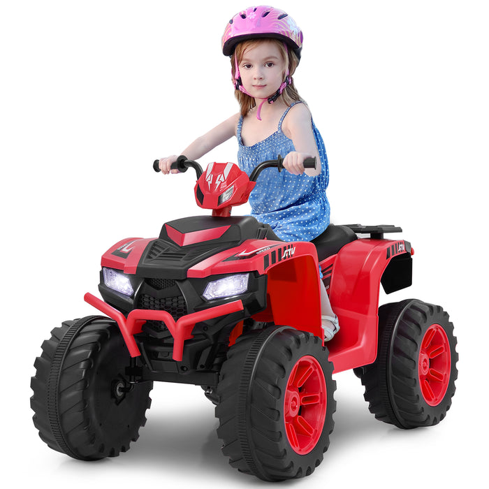 4-Wheeler Ride-On Toys with LED Lights and Wireless Connection-Red