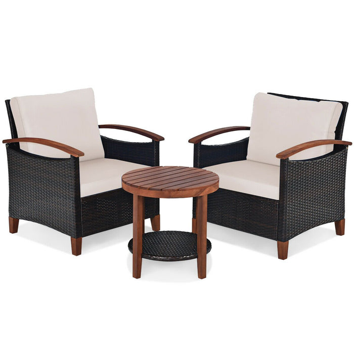 3-Piece Rattan Furniture Set with Removable Cushions abd Washable Covers-