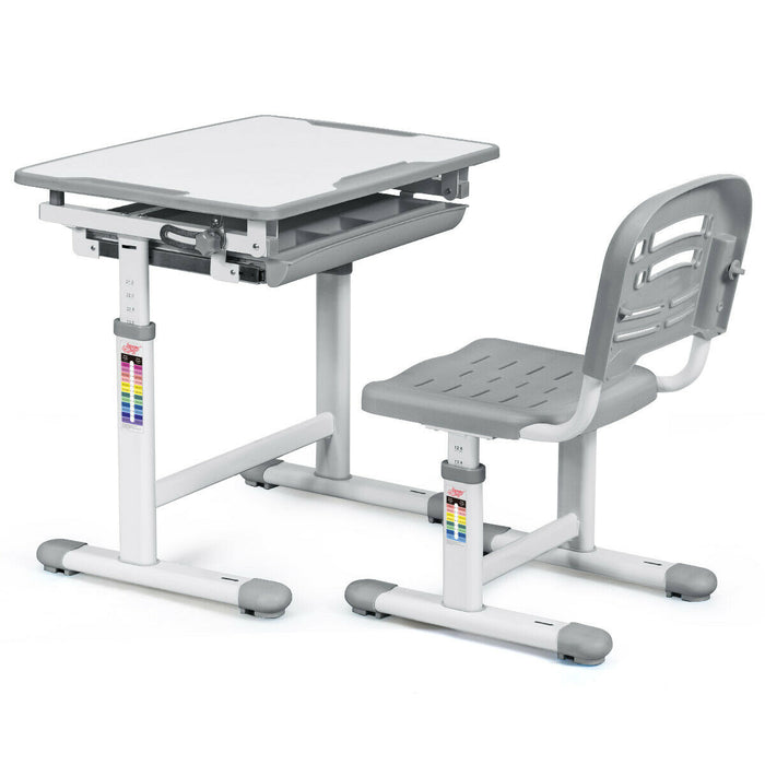 Children's Ergonomic Height Adjustable Study Desk and Chair-