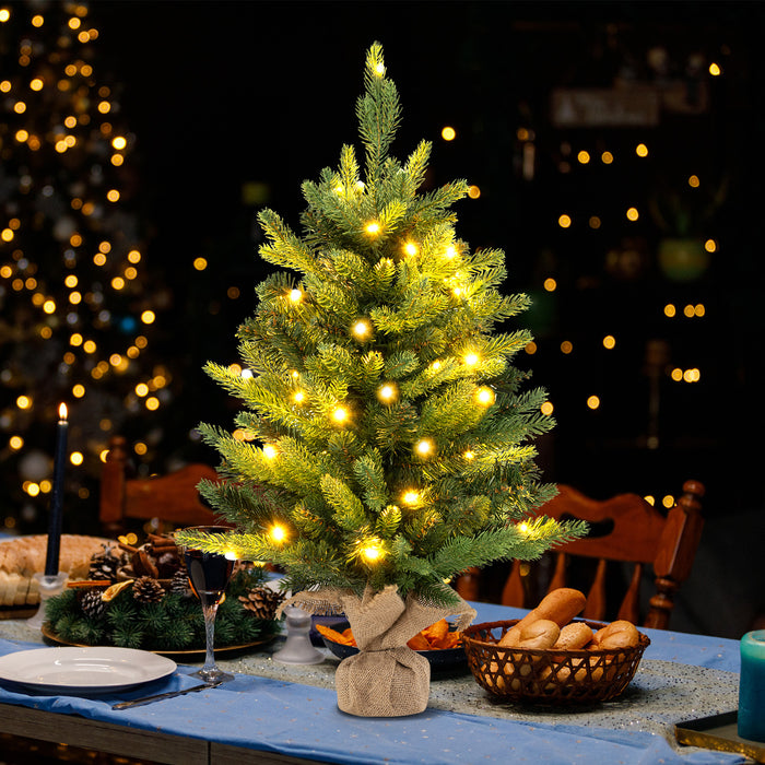 24 Inch Artificial Xmas Tree Tabletop Christmas Tree with 234 PE PVC Branch Tips