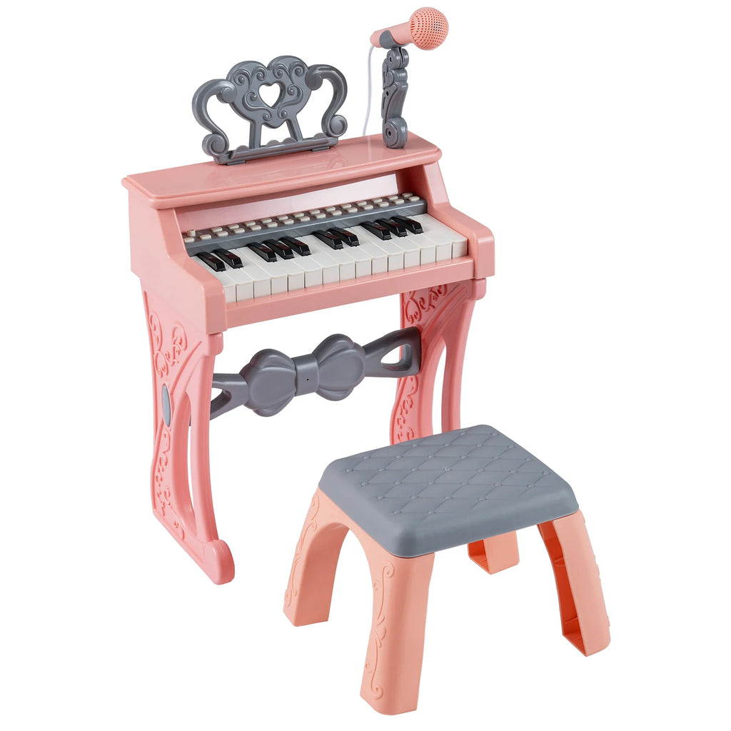 25 Keys Mini Keyboard Piano with Stool and Music Stand for 3+ Kids-
