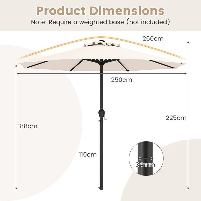250 cm Patio Umbrella Outdoor Heavy Duty Market Umbrella-