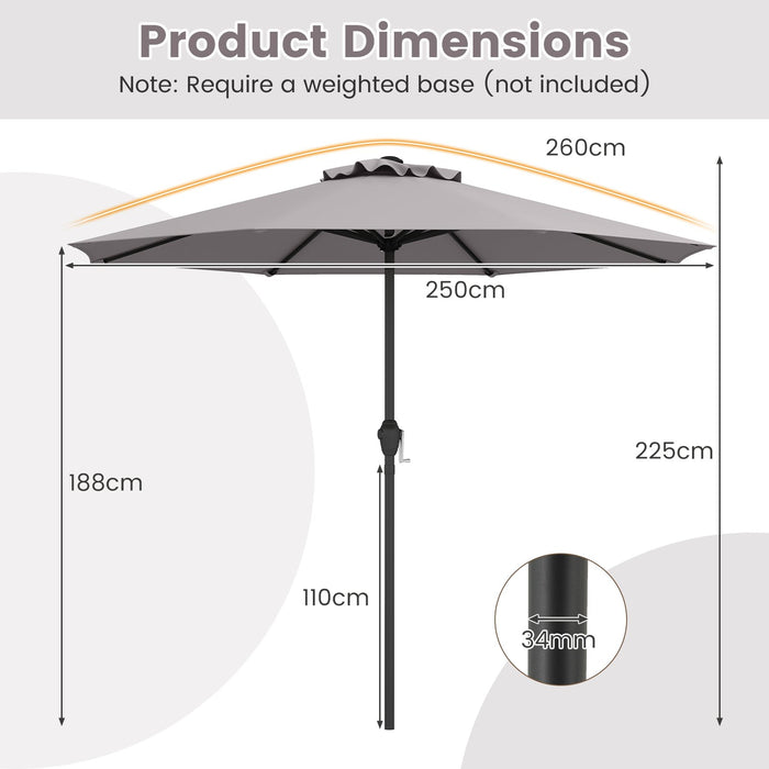 250 cm Patio Umbrella Outdoor Heavy Duty Market Umbrella-