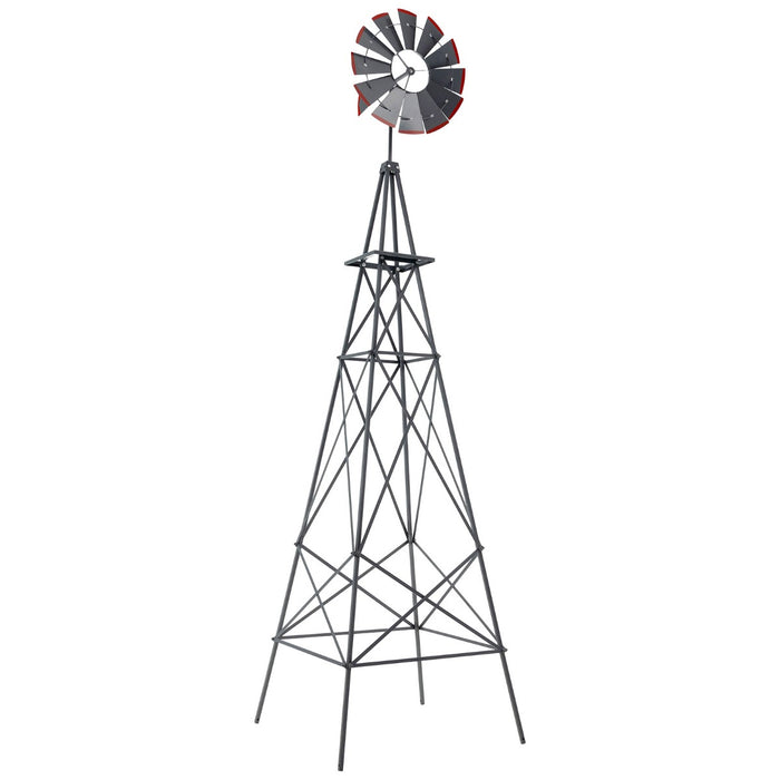 Large 253 cm Ornamental Windmill - Durable Metal Wind Mill with Ground Stakes - Decor Piece for Outdoor Spaces & Garden Enthusiasts