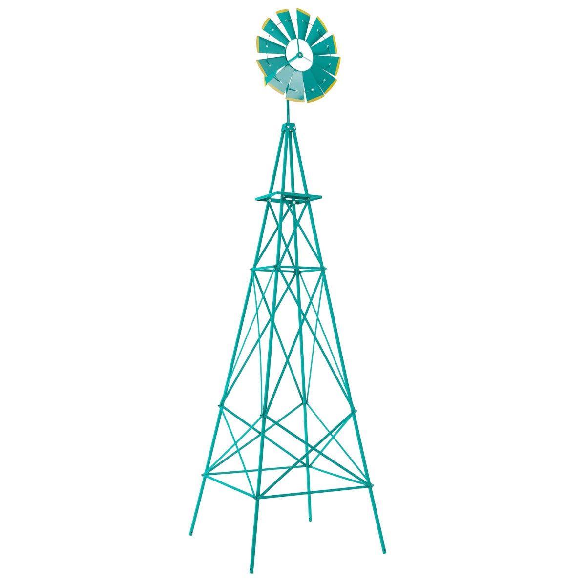Large 253 cm Ornamental Windmill - Durable Metal Wind Mill with Ground Stakes - Decor Piece for Outdoor Spaces & Garden Enthusiasts