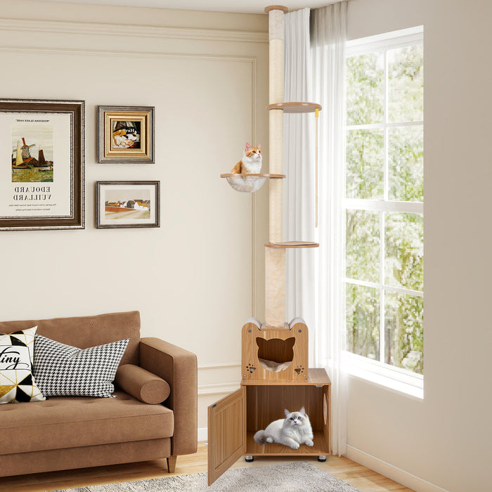 256-275 cm Adjustable Floor to Ceiling Cat Tree-