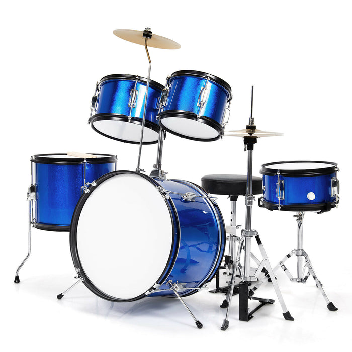 Drum Kit with Thick Drum Skin and Cushioned Stool for Kids-