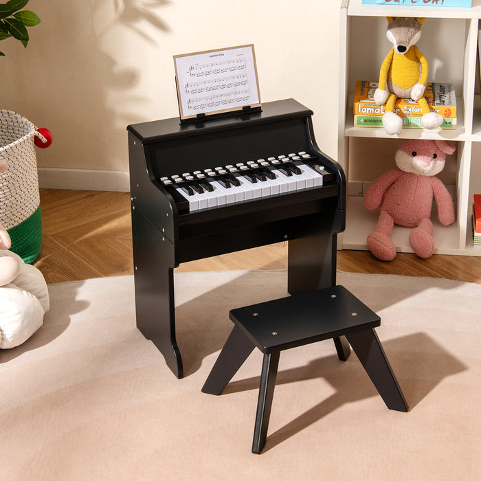 25 Lighted Keys Kids Piano Keyboard with Stool and Adjustable Speed-